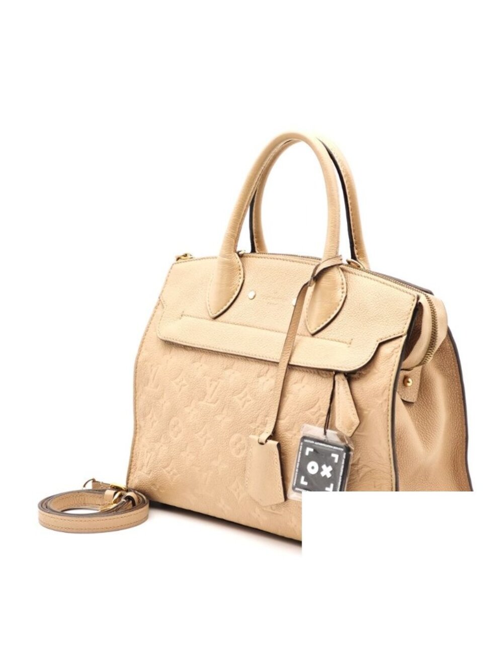 Louis Vuitton Loui S Pont Neuf MM Monogram Empreinte Leather Beige Handbag